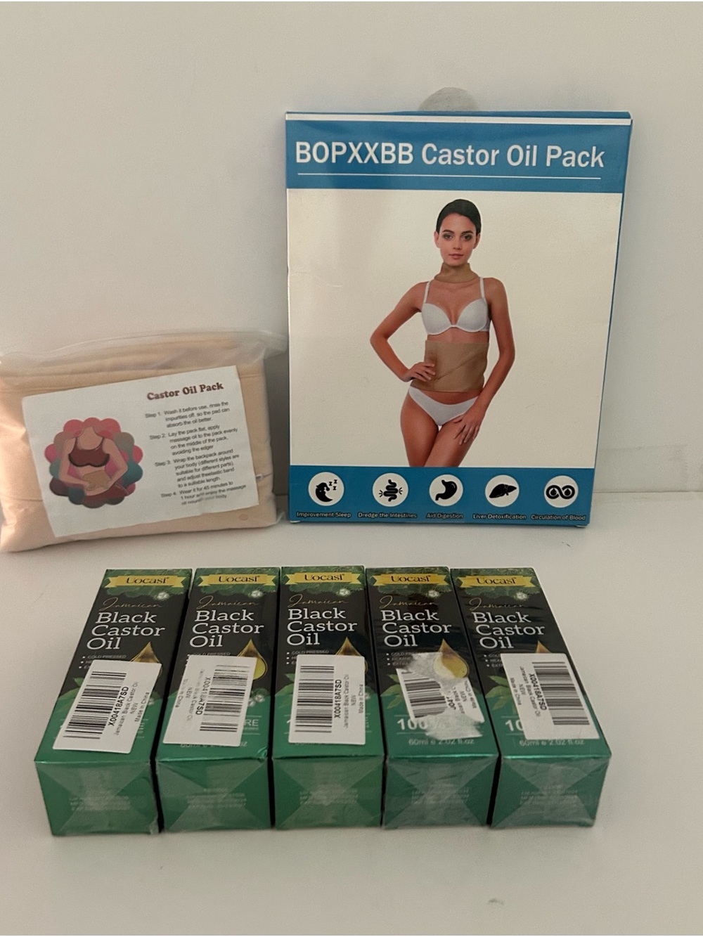 Jamaican Black Castor Oil Pack Bundle ~ Oil & Wraps